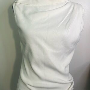 Reiss White Asymmetrical Ruched Sheath Dress